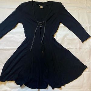 Vintage Zanoni Black Goth Lace y2k Dress with shoulder pads